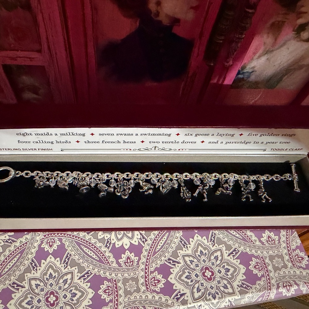 12 Days of Christmas Silver Plated Charm Bracelet vintage